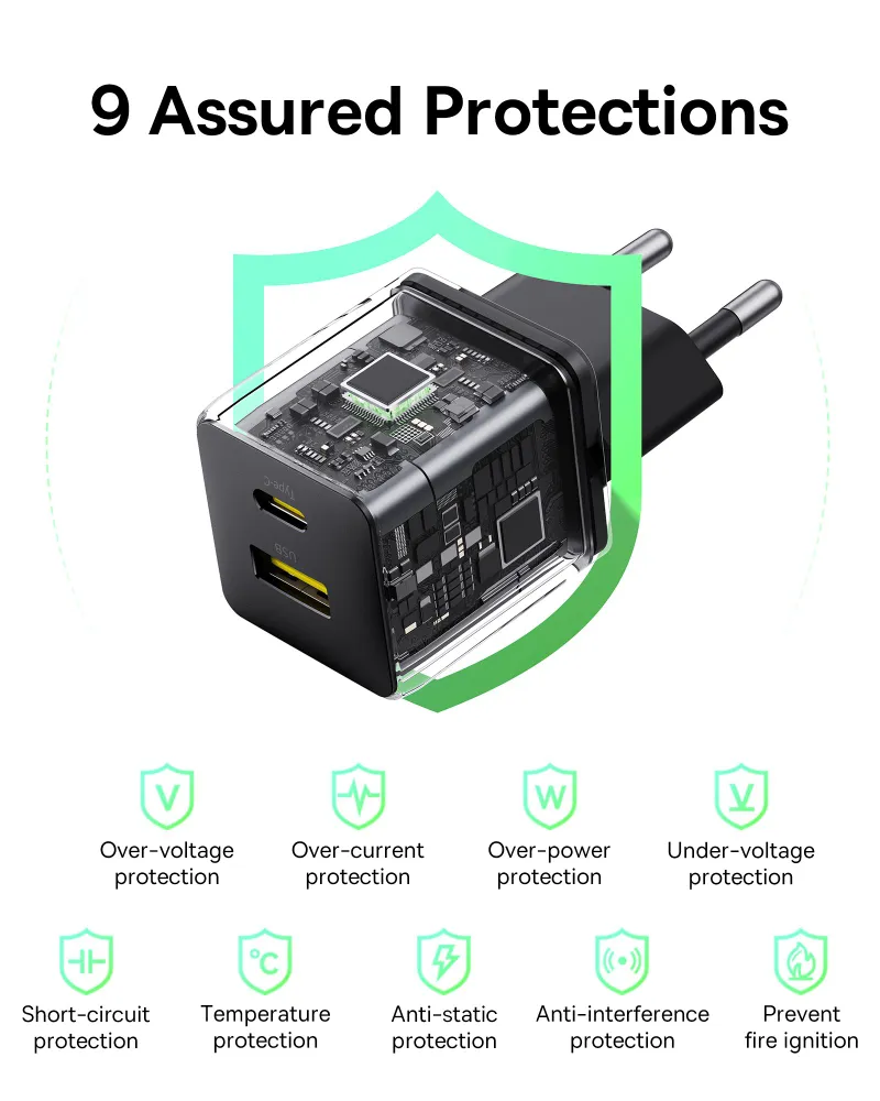Baseus Palm 30W Fast Charger with Cable (Supports PD3.0, QC3.0, Smart Temperature Control with Cable Included) - Image 4