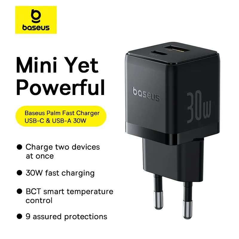 Baseus Palm 30W Fast Charger with Cable (Supports PD3.0, QC3.0, Smart Temperature Control with Cable Included) - Image 8