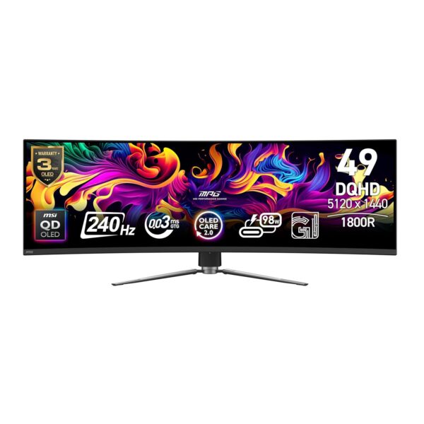 MSI MPG 491CQPX (49-inch QD-OLED DQHD Gaming Monitor, 240Hz, 0.03ms, OLED Care 2.0, 1800R)