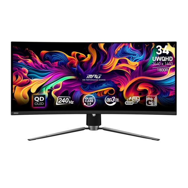 MSI MPG 341CQPX (34-inch QD-OLED UWQHD Gaming Monitor, 240Hz, OLED Care 2.0, 0.03ms, 1800R)