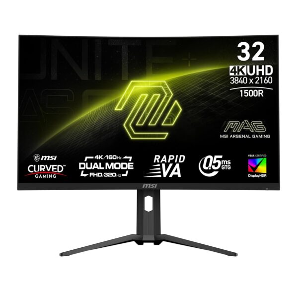 MSI MAG 321CUPDF (32-inch 4K UHD Curved Gaming Monitor, 4K/160Hz and FHD/320Hz Dual Mode, Rapid VA, 0.5ms, VESA DisplayHDR 400)