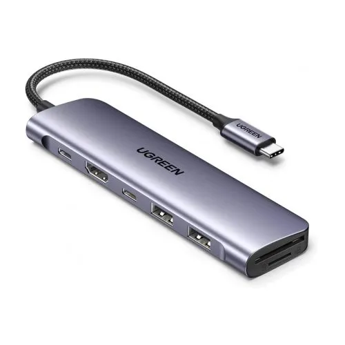 UGREEN 7-in-1 USB-C To 100W PD + 2xUSB3.0 + 2xUSB-C + 4K 30Hz HDMI + SD + TF (15214) | USB-C Hub