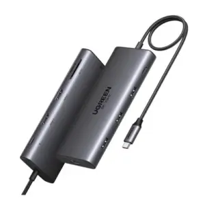UGREEN 10-in-1 USB-C To 100W PD + 1xUSB3.0 + 2xUSB2.0 + 1xUSB-C + 1x8K 30Hz HDMI + 1x4K 60Hz HDMI + Ethernet + SD + TF (15534) | USB-C Hub