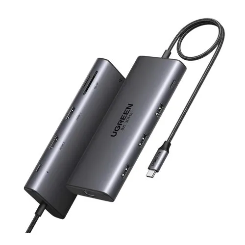 UGREEN 10-in-1 USB-C To 100W PD + 1xUSB3.0 + 2xUSB2.0 + 1xUSB-C + 1x8K 30Hz HDMI + 1x4K 60Hz HDMI + Ethernet + SD + TF (15534) | USB-C Hub