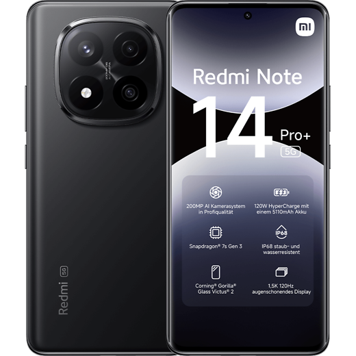 Redmi Note 14 Pro+ 5G 12GB/512GB (6.67-inch 1.5K, 120Hz, Dolby Vision, 200MP Pro AI Camera, Global Version with 6 Months Screen Warranty)