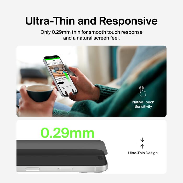 Belkin InvisiGlass Privacy Filter Screen Protector for iPhone 17 Pro (With Easy Align Tray) - Image 5