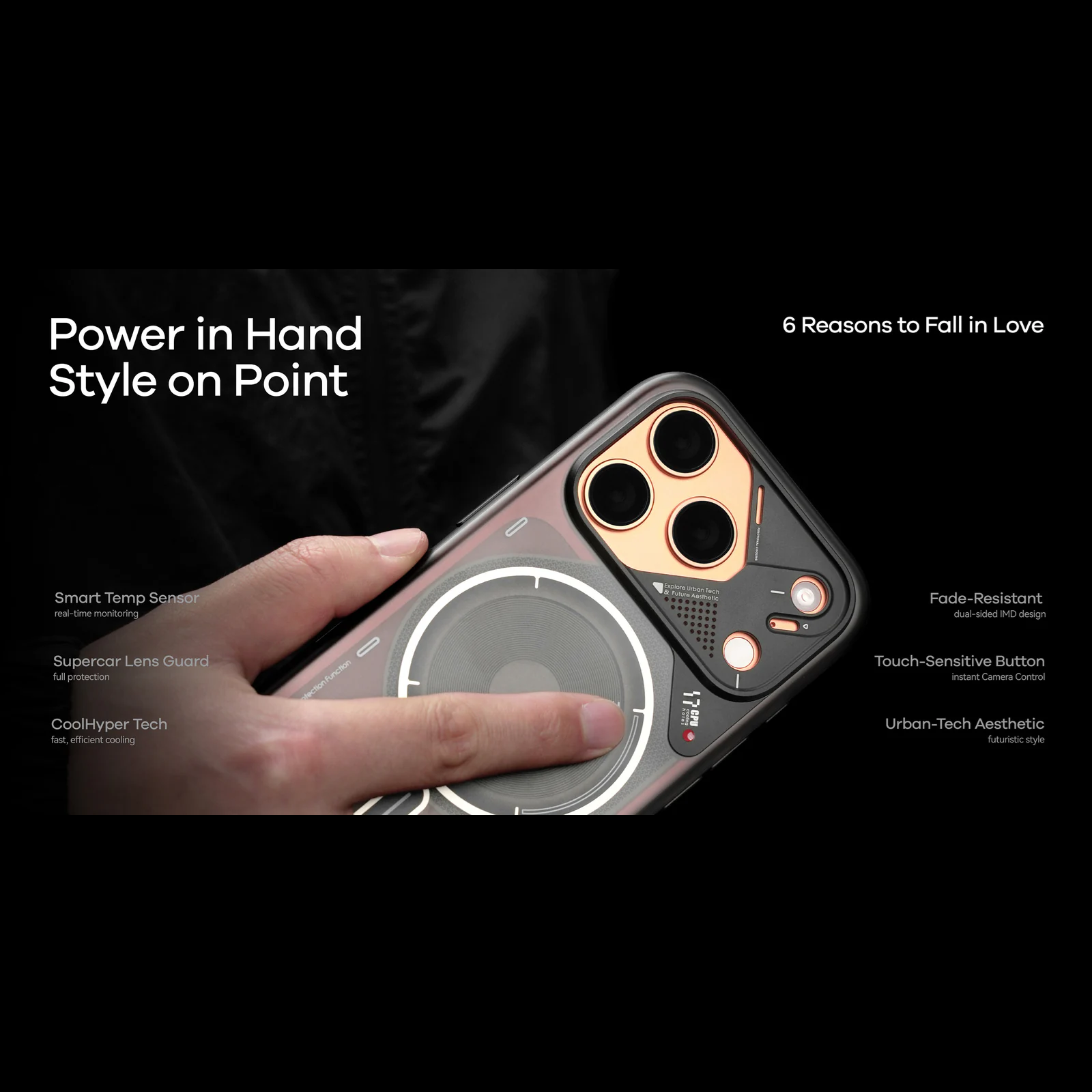 AULUMU Frosted Case for Apple iPhone 17 Pro - Gray (Cooling Tech, Color Changing Sensor, Glow in The Dark) - Image 13