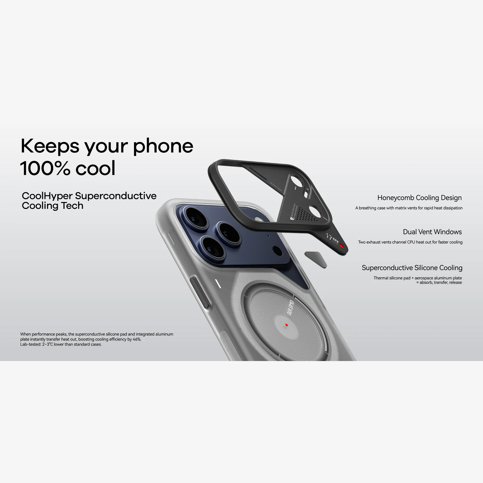 AULUMU Frosted Case for Apple iPhone 17 Pro - Gray (Cooling Tech, Color Changing Sensor, Glow in The Dark) - Image 10